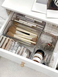 12pcs/7 Drawers Transparent Makeup Organizer Box, Vanity Jewelry And Small Items Storage Box, Multi-Compartment Organizer - Transparent - View 2