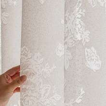 1件装现代法式复古镂空白色幻影蝴蝶薄纱窗帘，卧室客厅阳台高端半透明不透光防勾丝防紫外线遮阳帘，带金属环 - 米色 - 查看 5