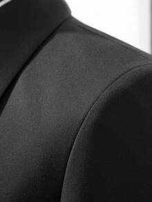 Men's Three-Piece Suit With Shawl Collar, Buttoned Waistcoat, Formal Suit, Trousers - Wedding Attire, Formal Occasion, Evening Party Clothing (Including Only Suit Jacket + Waistcoat + Trousers) - 黑色 - 查看 9