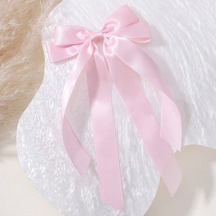 1个圣诞发夹，女士红色蝴蝶结可爱发夹，缎带蝴蝶结发卡，长尾蝴蝶结发夹，派对发饰，爪夹，发卡 - 酒紅色 - 查看 1