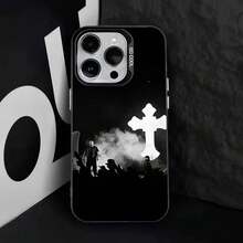 Funda para teléfono Cruz C-Cafune Me Muevo Con Dios para 17,16,15,14,13,12,11,Pro,Max,Plus, anti-caída, negra mate dura - Z4 - Ver 13