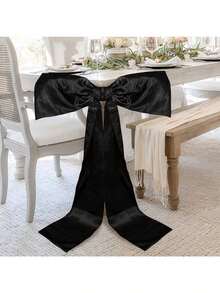 1pc Large Satin Bow Decor, Available In Black/Pink/Gold/White/Light Blue/Light Purple, Suitable For Birthday Party, Wedding, Room Decoration - Multicolor - View 12