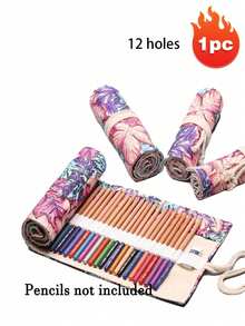 Serie cu modele florale și frunze de arțar - Artistic - Proaspăt de înaltă calitate - Pânză - Penar, Penar mic cu motive florale, Penar drăguț cu motive florale - Vine cu suport din nailon pentru pensule de machiaj (cu șnur), Rolă de creioane, Suport portabil pentru pensule, Husă pentru creioane din pânză lucrată manual, Cutie pentru creioane de mare capacitate (Unisex), Diverse modele în formă de buze, Papetărie, Înapoi la școală, Geantă