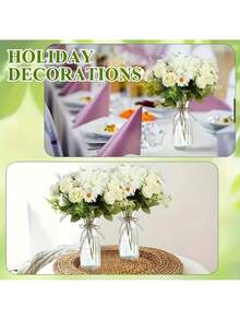 Vasos de plástico listrados, vasos transparentes e peças artesanais para arranjos florais são adequados para diversos buquês e decorações, festivais e decoração de casa. São ideais para decoração de mesas, casamentos, jantares em família, decoração de vasos e presentes de Dia dos Namorados.