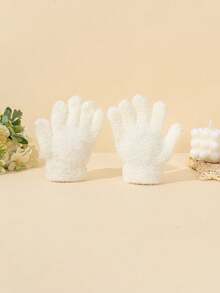 1 Pair Unisex Kids Candy Color Thickened Knitted Half-Fleece Five-Finger Gloves, Autumn/Winter - 1Pair - View 29