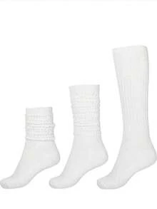 1/3/5/10 Pairs Women's White Slouchy Crew Socks, Warm Thick Knit Socks For Fall/Winter, Back To School - Multicolor - View 3