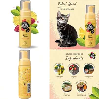 PET HEAD Espuma SIN Enjuague FELIN' Good LEMONBERRY con Aceite DE LIMÓN Gato 6.7 oz (200 ml)(default)