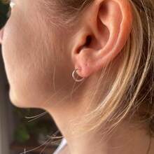 Small Hoop Earrings, Mini, 10mm, Thin, Genuine 925 Sterling Silver - Loại bướm - Xem 9
