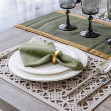 4-24pcs Matte Gold D-Shape Napkin Rings, Semi-Circle Gold Metal Napkin Holders, Tabletop Decor For Dining, Wedding, Party - Gold - View 6