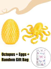 1/2个3D打印章鱼蛋，附赠礼品袋 - 逼真的绿色塑料可动模型，适用于家居和办公室装饰、办公用品、减压玩具、派对礼品袋填充物、圣诞装饰、圣诞礼物、圣诞派对礼品袋填充物、3D打印动物、生日礼物、圣诞袜填充物 - 彩色 - 查看 13