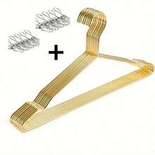 10pcs 17" Heavy Duty Gold Metal Hangers - Stainless Steel, Wide Spaced, Suitable For Coats, Suits, Essentials For Organizing | Modern Hanger Design | Durable Clothing Support, Garment Hangers - Gold - View 15