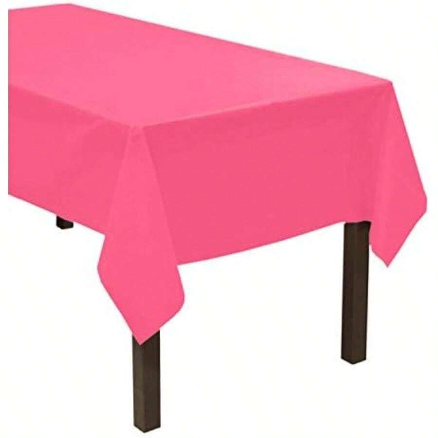 Party Essentials ValuMost - Mantel rectangular de plástico desechable de 137 x 274 cm, disponible en 22 colores, 4 unidades, color burdeos(4-Count Hot Pink) - Multicolor - Ver 1
