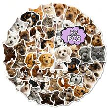 56pcs Cute Cat & Dog Doodle Stickers For Luggage, Water Bottle, Laptop, Bicycle, Skateboard, Phone, Tumbler Decoration