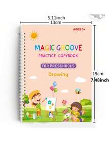 4 piezas Cuadernos reutilizables de práctica de escritura mágica para niños de 3 a 6 años - Set de aprendizaje preescolar que incluye letras, números, artes y matemáticas - Con bolígrafo ergonómico, agarre y 10 recargas - Multicolor - Ver 8