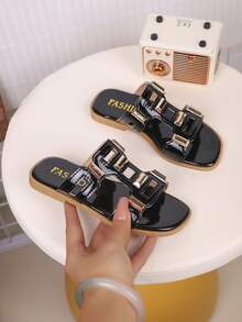 2026 New Children's Fashion Casual One-Piece Sandals, Neutral Style, Design, Suitable For Summer. Stylish, Elegant, Simple, High-Quality Children's Footwear. - Black - View 2