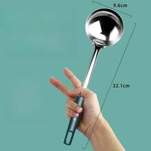 3pcs 304 Stainless Steel Green Kitchen Cooking Tools Set, Includes Spatula, Ladle, Suitable For Frying, Flipping - Multicolor - View 10