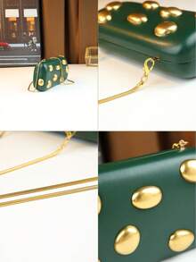 European And American Fashion New Polka Dot Metallic Box Bag Women's Shoulder Crossbody Small Bag Dotted Stone Texture Chain Crossbody Clutch Purse - Nhiều màu - Xem 12
