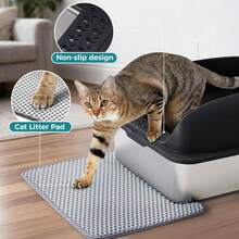 OLIXIS Stainless Steel Cat Litter Box With Lid, Large Cat Litter Box For Big Cats, High Wall Sides, Anti-Urine Leakage, Easy Cleaning, Scoop And Mat Included, Black - 24英寸 - 查看 7