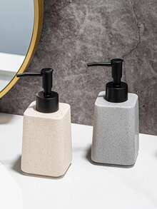 1pc/Set Ceramic Faux Stone Soap Dispenser, Shower Gel Countertop Refillable Bottle, High-End Bathroom Pump Bottle, Convenient Organizing Dispenser - Multicolor - View 2