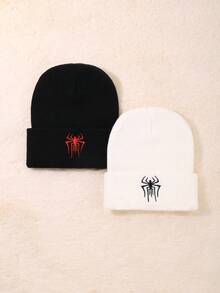 男女通用Y2K风格刺绣针织滑雪帽，户外防寒针织帽，休闲百搭冬季保暖帽，适合日常通勤 - LA - 查看 4