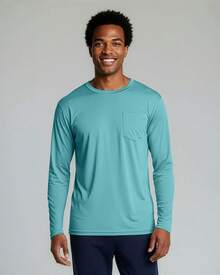4 Pack: Men's Dry-Fit Active Athletic Long Sleeve Pocket Crew-Shirt Outdoors UPF 50 (S-5XLT), Breathable,-Wicking - Set 2 - 查看 2