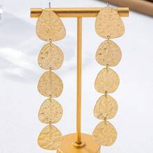 1 对时尚经典不对称波纹纹理简约欧式风格百搭吊坠耳环 - 金色 - 查看 1