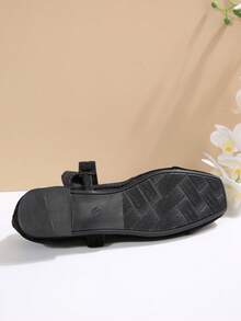 Women's New French Retro Bow Tie Flat Mary Jane Shoes, Versatile Slip-On Shoes - Black - View 7