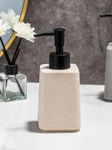 1pc/Set Ceramic Faux Stone Soap Dispenser, Shower Gel Countertop Refillable Bottle, High-End Bathroom Pump Bottle, Convenient Organizing Dispenser - Multicolor - View 3