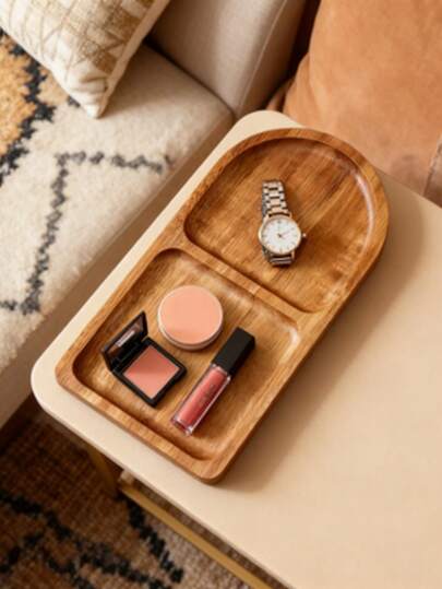 Bohemian Style Multipurpose Storage Tray, Natural Textured Wooden Tray - Bathroom, Vanity, Kitchen Countertop Soap Dish, Cosmetic Organizer - High Quality Durable Home Decor Display Tray, Bathroom Shelf, Bathroom Decor, Birthday Party, Suitable For Halloween, Christmas, Thanksgiving