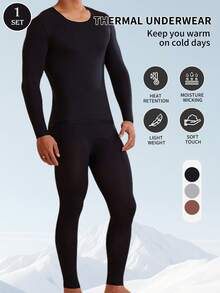 Men's Ultra-Thin Thermal Underwear Set, Seamless Self-Heating Skin-Friendly Undershirt, Autumn/Winter Men's Base Layer, Hyaluronic Acid Autumn Warm Set, Men's Ultra-Thin Thermal Base Layer