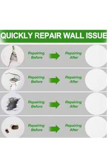 10 piezas Kit de reparación de paneles de yeso, incluye herramientas de llenado de paredes para reparar agujeros y daños con masilla de yeso blanca y almohadillas de raspador/lijadora - Solución rápida, kit de parche de paneles de yeso, herramientas de enyesado, parche autoadhesivo para paredes, herramientas profesionales duraderas, juego de herramientas de masilla, mantenimiento de propiedades, renovación del hogar