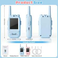 ODAPTO 2个装可充电带屏幕对讲机，适合3-12岁男孩女孩的视频对讲机玩具，远距离双向无线电，圣诞节生日礼物，适合儿童室内外露营使用 - 彩色 - 查看 3