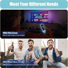 AWYY2 Pack Case For Roku Express/Streaming Stick/Premiere - Silicone Cover For  Roku TV Remote Sleeve Skin Smart TV Remote Sleeve With Loop Protective Cover Glow Blue + Pink - 發光藍粉色不發光 - 查看 5