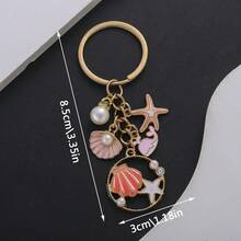(Starting At 1 Unit) New Ocean Series Oil Dropping Beach Sea Star Turtle Mermaid Keychain Creative Backpack Car Charm