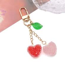 5 Pcs New Style Transparent Acrylic Heart Shape Soft Sugar Candy Beads With Holes For DIY Keychain Ornament Accessories. - One Size - View 6