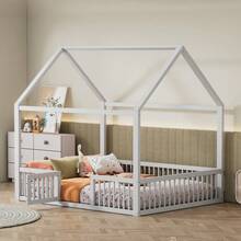 Kids Bed Frames, Headboards & Footboards - White + Pine-1 - View 1