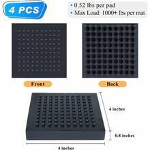 - Tapete resistente para equipo de ejercicio, 4x 4x 0.8 pulgadas, 4 unidades, antideslizante, reduccin de ruido, antivibracin, cinta de correr estacionaria, almohadilla de goma integrada de - 4'' x 4'', 4 piezas - Ver 3