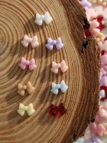 100pcs/300pcs Per Bag Cute Multicolor Solid Color Mini Resin Bows, 6 Colors 6 Shapes Small Bows, Suitable For Phone Cases, Scrapbooking, Jewelry Making And Nail Art Decoration! Nails Nail Charms - Multicolor - View 7