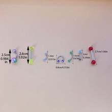 45 件/套不锈钢穿孔饰品，9 种款式，每种 5 件，舌环、眉环、鼻环、唇环