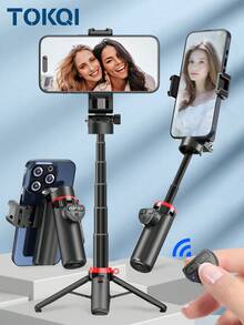 TOKQI 11.55厘米/4.55英寸迷你自拍杆三脚架，带挂绳环，便携式360°旋转手机支架，可伸缩落地支架，带无线遥控器，兼容智能手机，适用于户外、徒步、Vlog、活动、家庭聚会、假日录像、直播等场景。