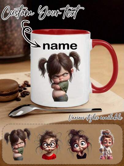 Personalized Mug - Customized Name Design, Custom-Named Coffee And Water Mug, Wedding Mug With Elegant Serif Font - Ideal Gift For Women, Teenagers, Moms, Birthdays, Graduations, Mother'S/Father'S Day - Available In Multiple Colors - Ceramic Mug Suitable For Coffee, Tea, And Hot Chocolate