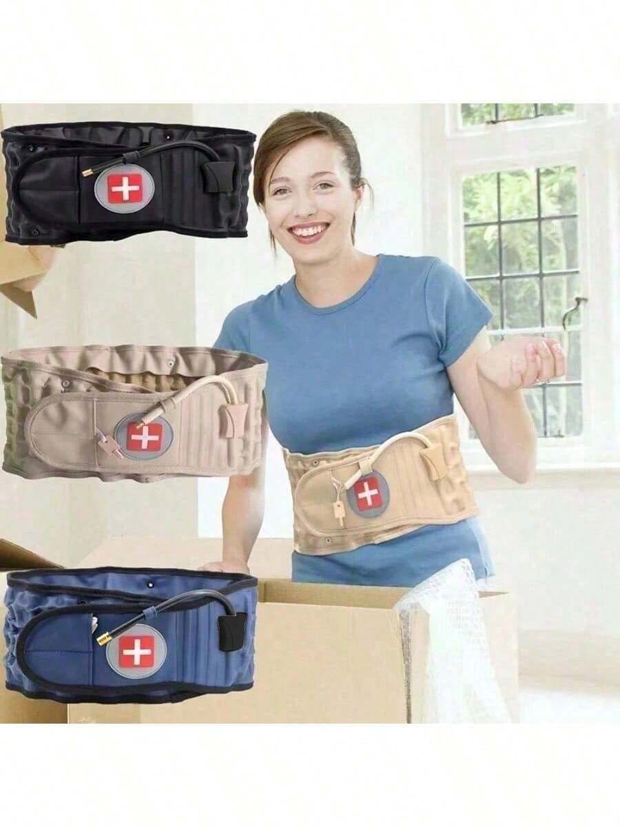 Inflatable Waist Belt PU Leather Relieves Low Back Pain Air Traction Bracket Adult Support Fixed Waist Protective Gear Unisex