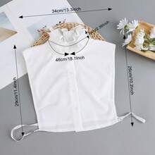 Áo sơ mi nữ cổ cao xếp ly, cổ giả nửa thân có thể tháo rời, phụ kiện đa năng cho trang phục mùa thu/đông. - Cổ chữ V màu trắng có viền xếp nếp - Xem 6
