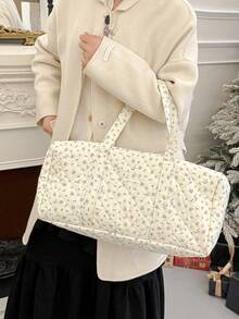 Large Capacity Lightweight Floral Quilted Travel Bag, Handheld & Shoulder Boston Bag Handbag Luggage Bag For Travel For Business For Vacation Holiday Portable Multifunction Travel Duffel Bag Unisex Weekender Bags - Nhiều màu - Xem 5