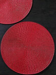 Round Braided Placemats, Woven Washable Non-Slip Table Mats For Dining Tables (Random Style) - Red - View 9