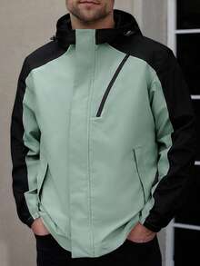 Men's Lightweight Zip-Up Jacket, Comfortable, Casual, Outdoor, Spring/Autumn - Black - View 2