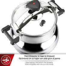 Magefesa Alustar 22 Liter Schnellkochtopf, empfohlen für Profis, leicht zu bedienen, aus extra dickem Aluminium gefertigt, Thermoableitungsboden, 3 Sicherheitssysteme, Express - Hellgrau - Übersicht 4