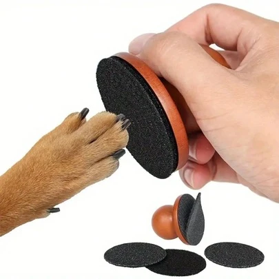 1pc Wooden Pet Nail File, Dog Grooming Tool, Detachable Paw Grinder, Nail Clipper, Refillable Grinding Material