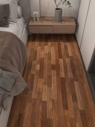 1pc Thick Self-Adhesive Floor Tile Wallpaper, Wood Grain Vinyl Self-Adhesive Flooring, Natural Wood Appearance Wall Sticker, Easy To Peel And Stick, Waterproof, Suitable For Bedroom, Kitchen, RV, Bathroom And Living Room Decor