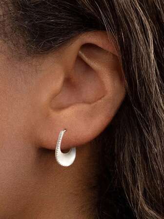 1 Coppia di Orecchini in Argento Sterling 925 con Pietre in Zirconia Cubica, Orecchini Leggeri Lucidi a Forma di U Minimalisti, Gioielli Delicati Adatti Come Regalo per Donne